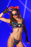 Reversible String Bikini Bottoms - Graffiti & Hearts