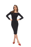 Long Sleeve Shape Dress - Black