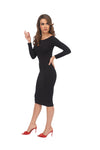 Long Sleeve Shape Dress - Black