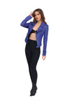 Blue Faux Leather Moto Jacket