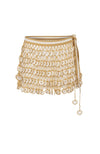 White & Gold Crochet Mini Skirt
