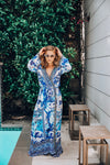 Blue/White Maxi Robe Duster