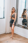 Black Crochet & Mirror Tie Top