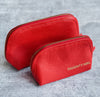 Red Leather Makeup Bag Large