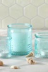 Vintage Blue Glass Tea Light Holders (Set of 3)