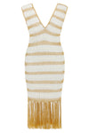 Gold and White Crochet Fringe Dress