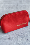 Red Leather Makeup Bag Medium