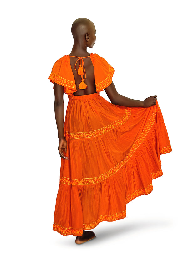 Tilly Ruffle Maxi Dress - Orange