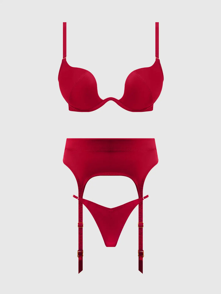 Brigeta Satin Deep Plunge Push Up Bra