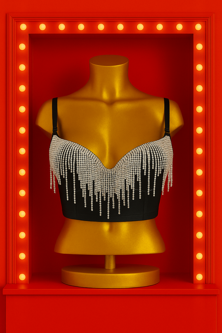 Rhinestone Fringe Bustier Top