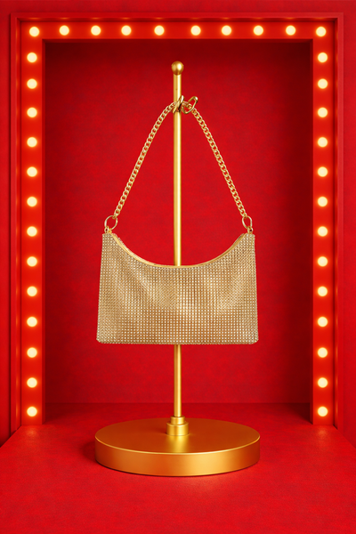 Rhinestone Purse with Chain - Gold