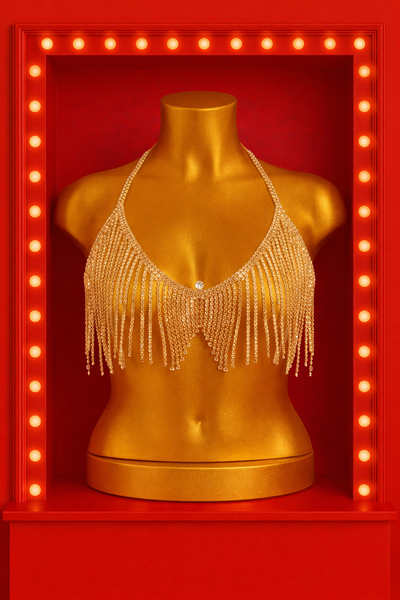 Rhinestone Dangle Bra - Gold