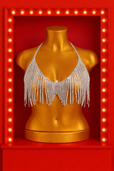 Rhinestone Dangle Bra - Silver