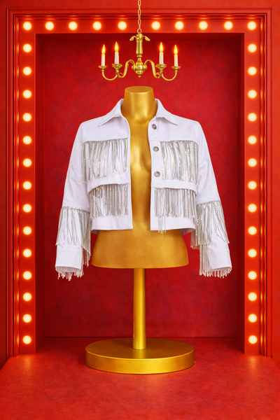 Fringe Cropped Jacket - White