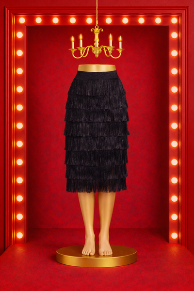 Fringe Sparkle Skirt - Black