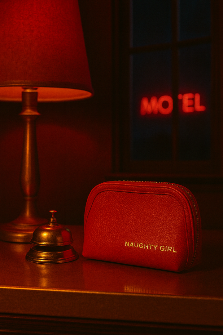 Red Leather Makeup Bag Medium