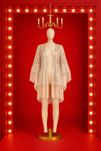 Ivory Crochet & Mirror Coverup Cardigan