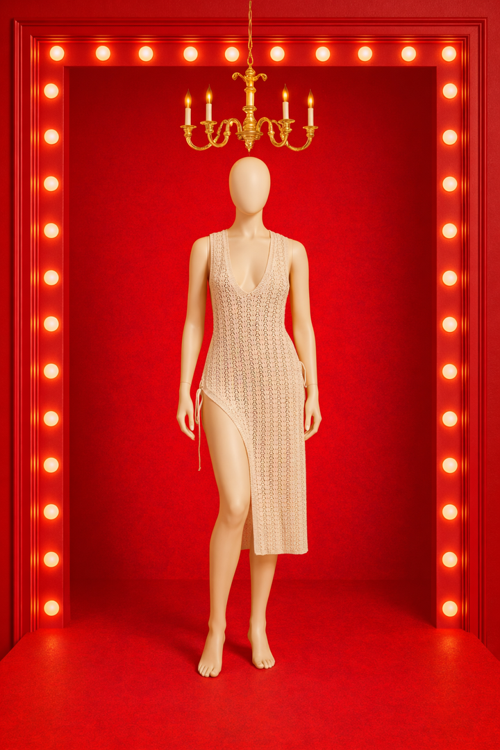 Resort Knit Coverup Dress - Beige