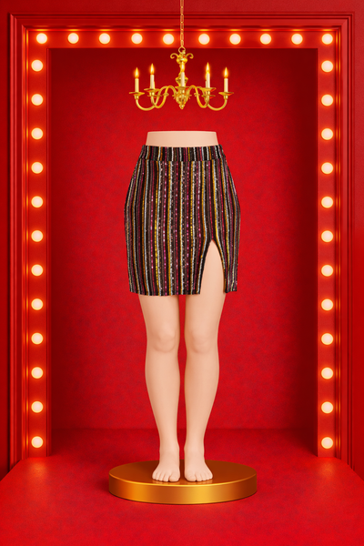 Sequin Multi Striped Mini Skirt
