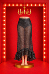 Black Crochet & Mirror Long Ruffle Skirt