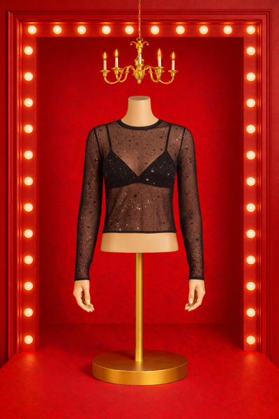 Stardust Sheer Blouse - Black