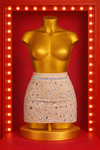 Nude Rhinestone and Mesh Skirt