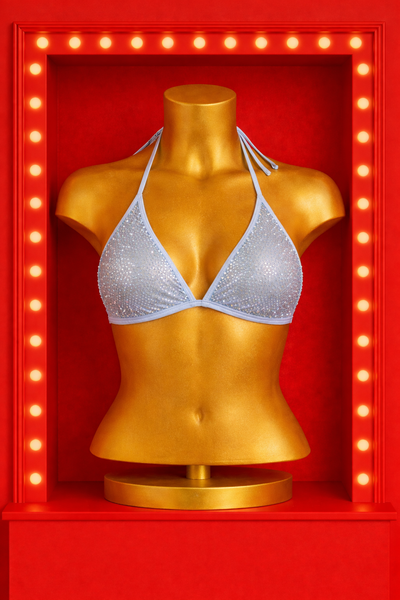 Delicious Mesh Rhinestone Bra - Blue