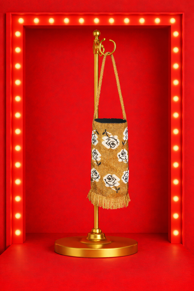 Floral Beaded Purse - Gold