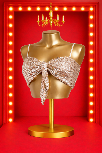 Square Sequin Tie Top - Gold