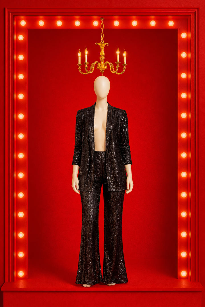 Sequin Embellished Pants Black