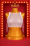 Sparkle Net Tie Crop Top - White