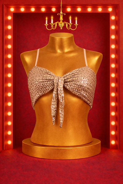 Square Sequin Tie Top - Gold