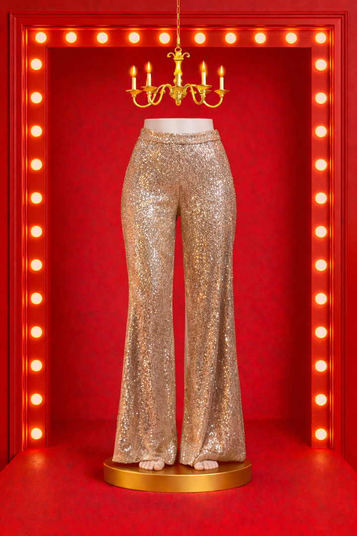 Sequin Embellished Pants Silver