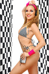 Reversible String Bikini Top - Hawaiian & Checkerboard