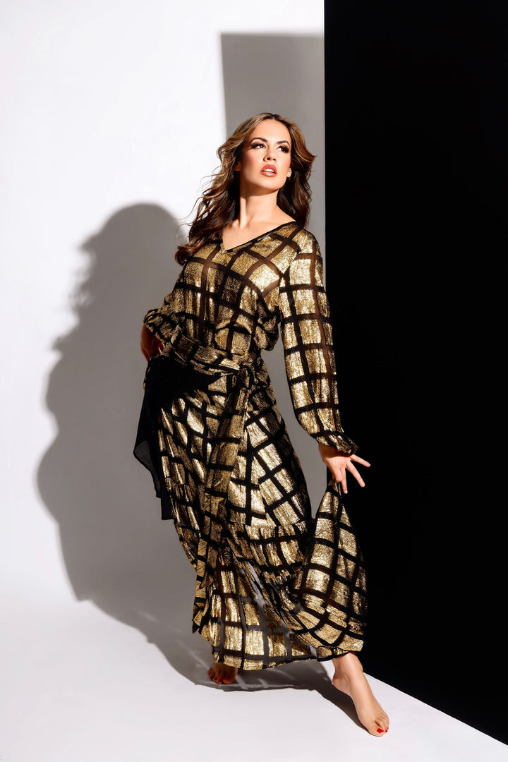 Venezia Wrap Skirt - Black and Gold