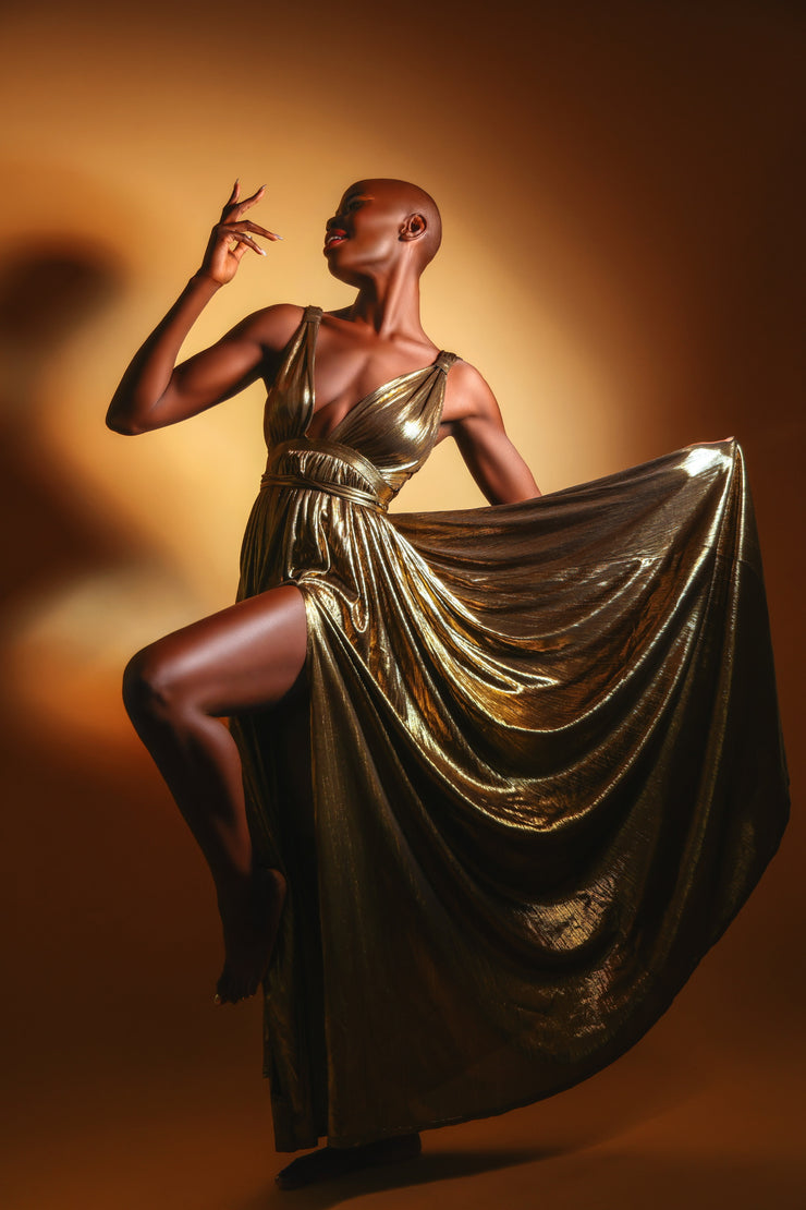 Metallic Goddess Dress - Gold
