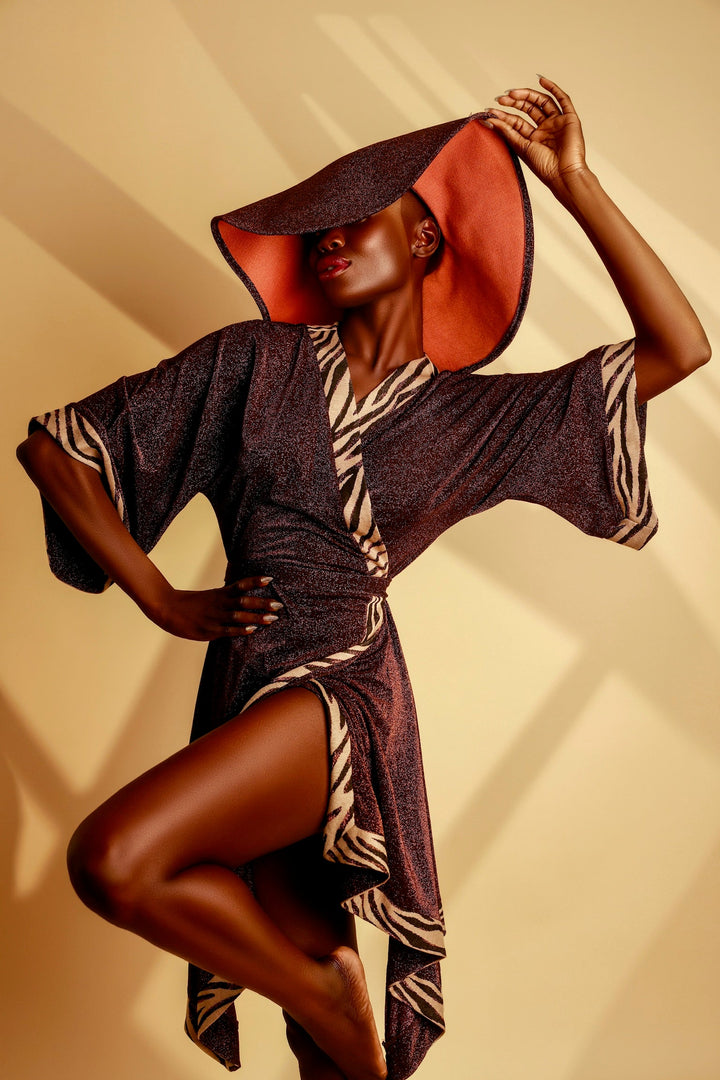Bronze Zebra Kimono Dress
