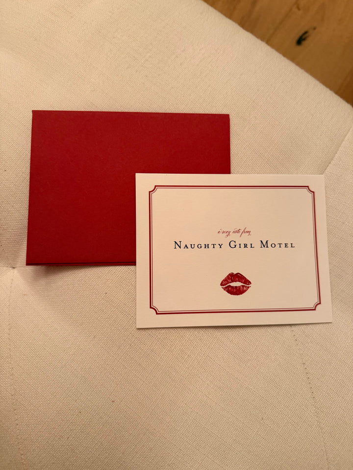 Sexy Letter – Naughty Girl Motel Vintage Lipstick Kiss Note Cards with Red Envelopes | Set of 25