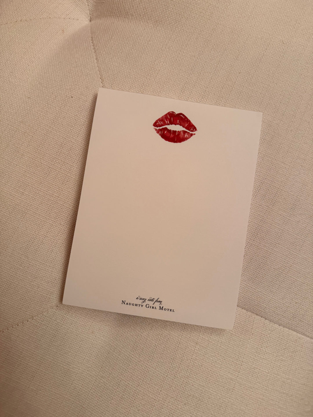 Kiss &amp; Tell – Naughty Girl Motel Lipstick Kiss Notepad | 50-Sheet Romantic Stationery Pad