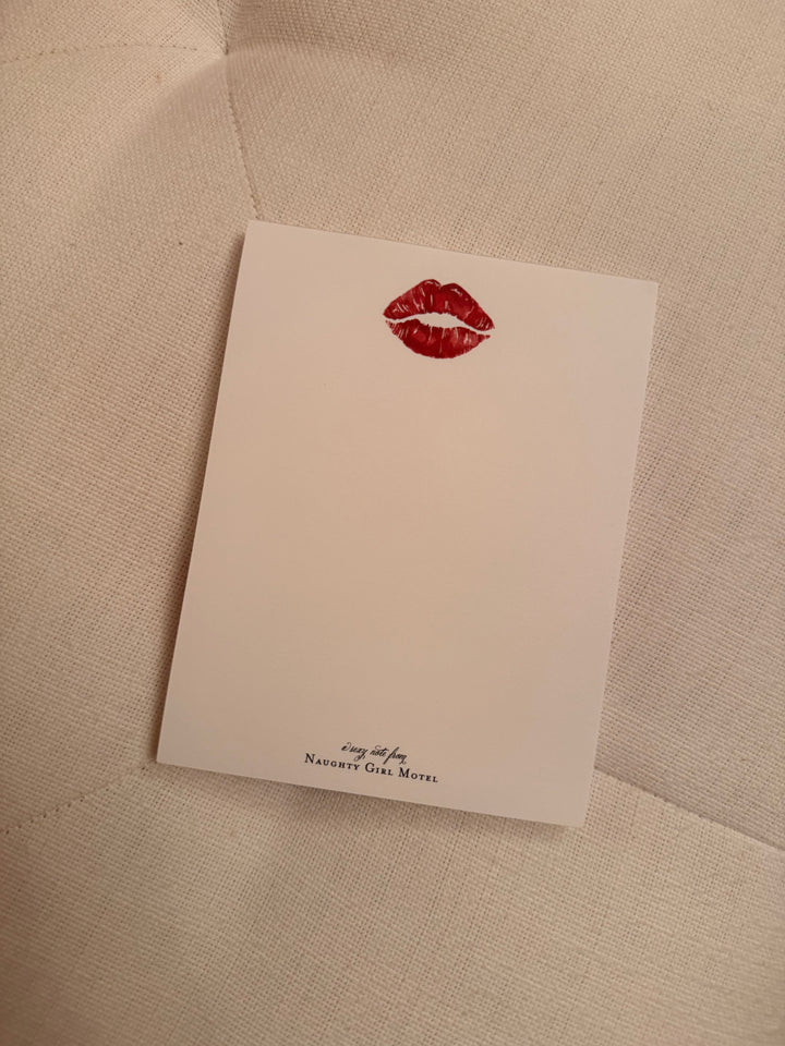 Kiss &amp; Tell – Naughty Girl Motel Lipstick Kiss Notepad | 50-Sheet Romantic Stationery Pad