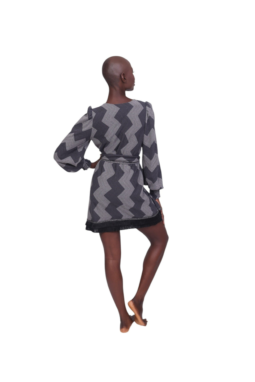 Zig Zag Grey Blue Knit Dress