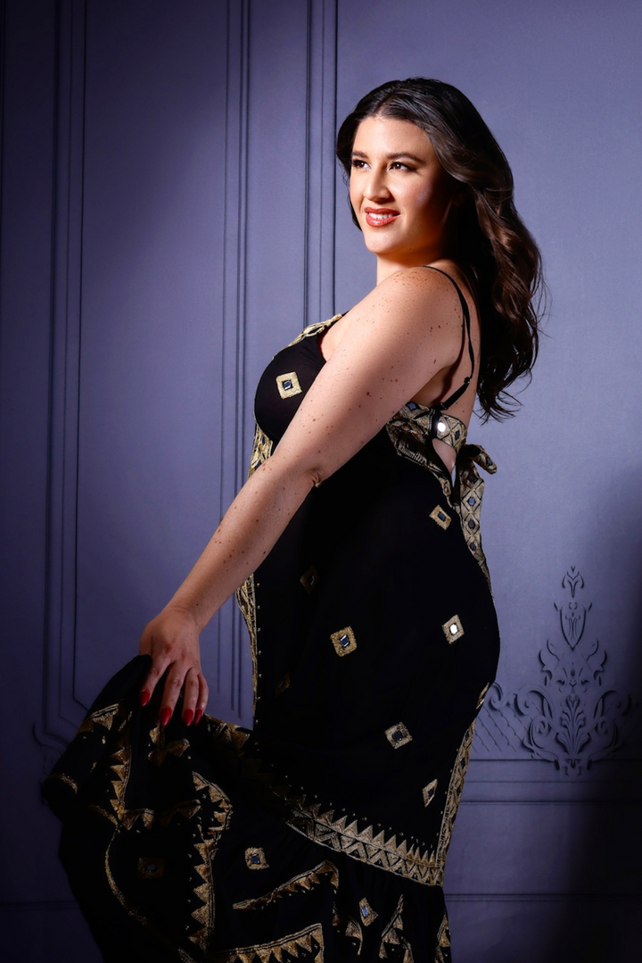 Dona Gold and Black Dress