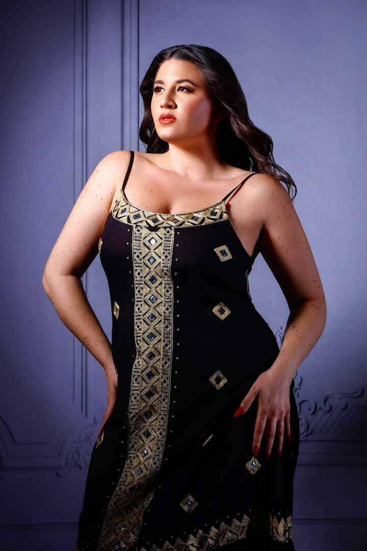 Dona Gold and Black Dress