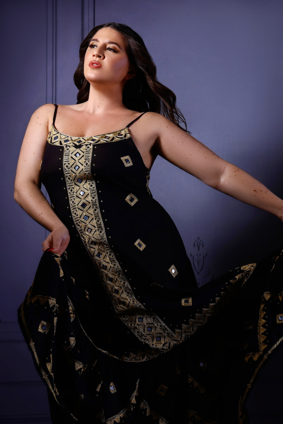 Dona Gold and Black Dress