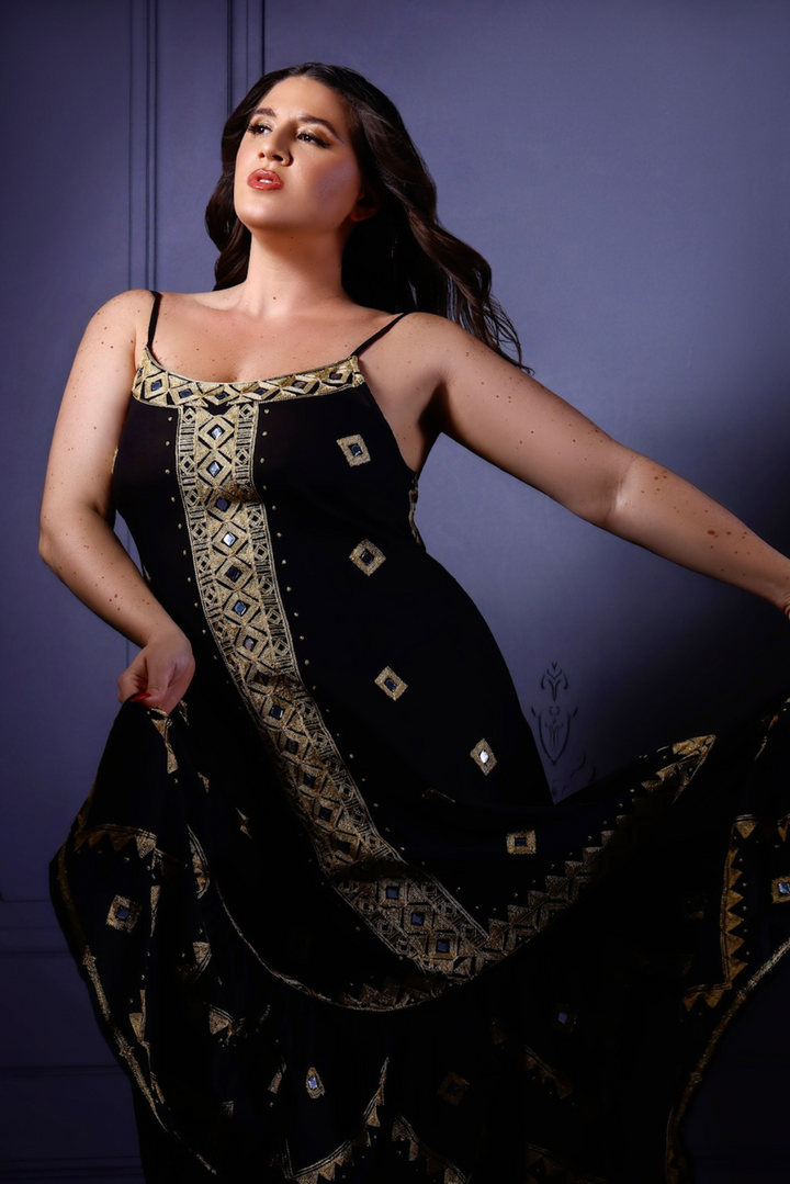 Dona Gold and Black Dress
