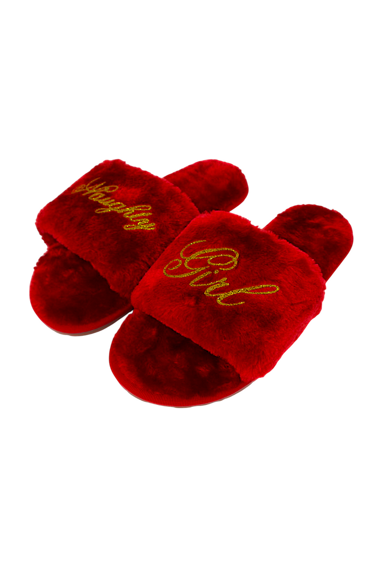 Naughty Girl Slippers - Red & Gold Luxe