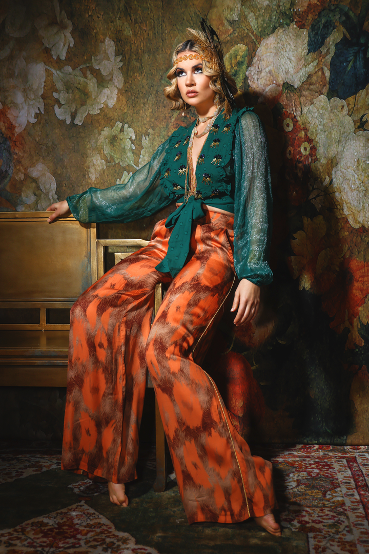 Orange Stampa Pants