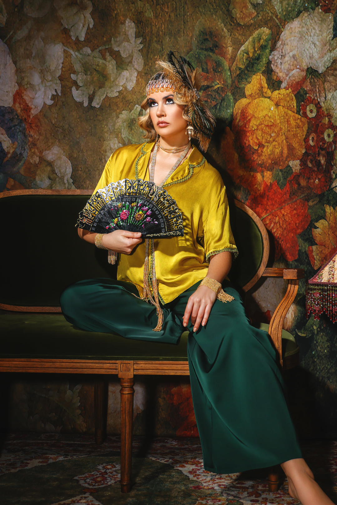Satin Palazzo Pant - Green