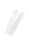 Rhinestone Mesh Opera Length Gloves - White