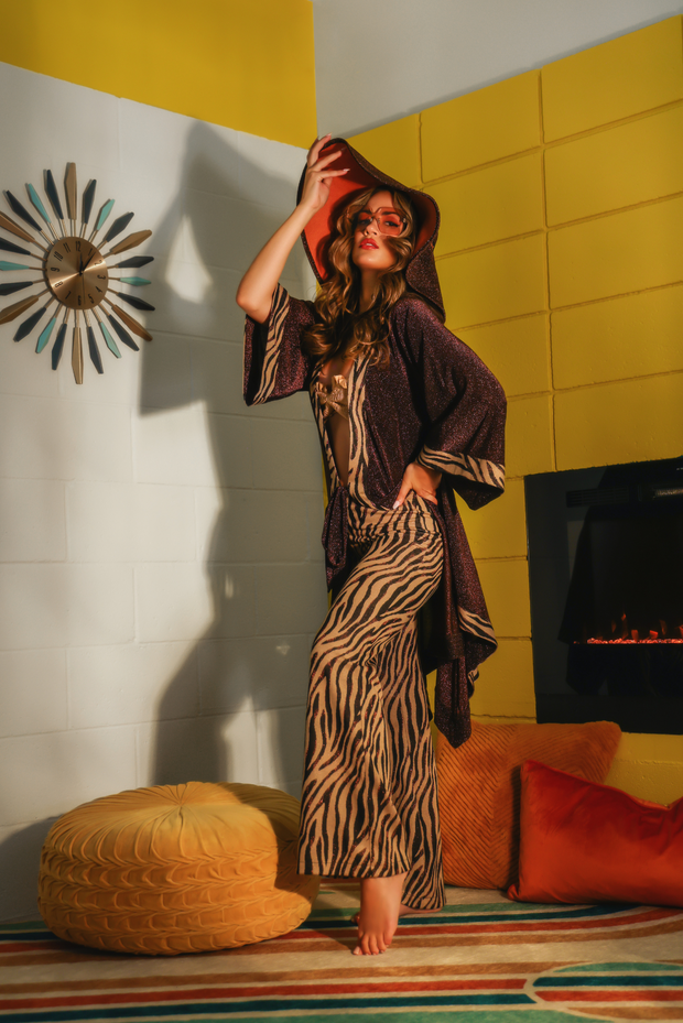 Bronze Zebra Kimono Dress